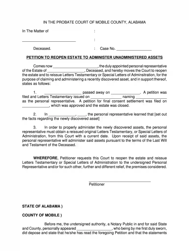 petition to reopen estate florida form Preview on Page 1