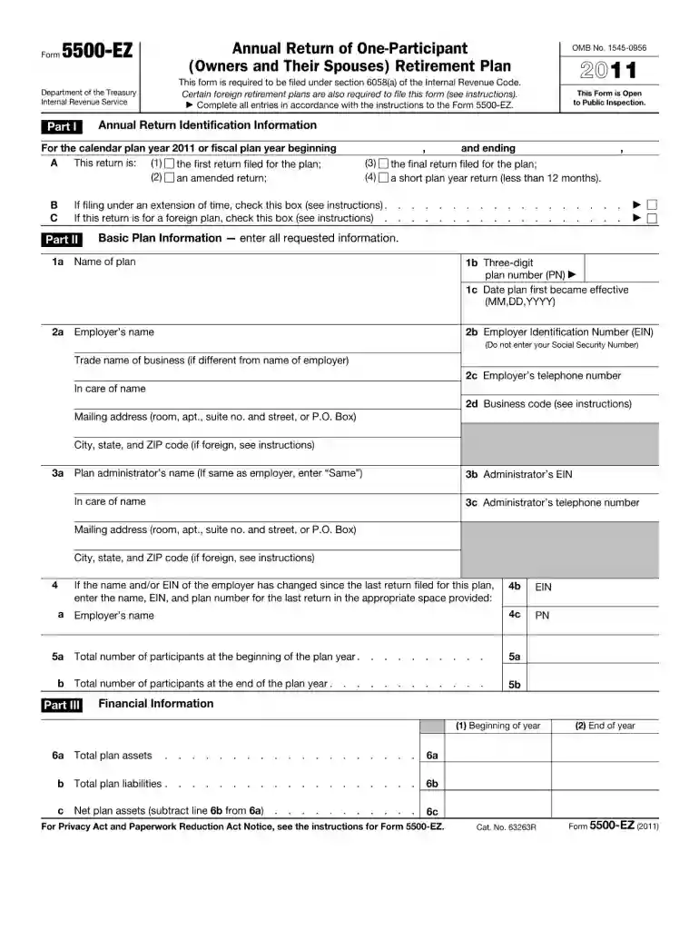 form 5500 ez instructions Preview on Page 1
