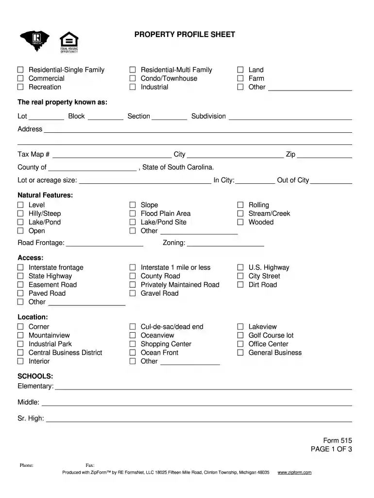 property profile template Preview on Page 1