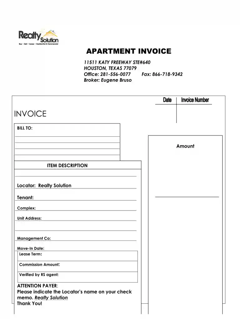 simple apartment billing format Preview on Page 1