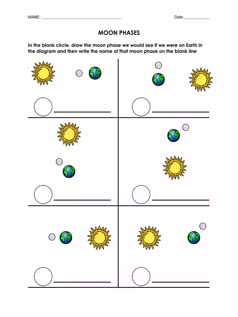 moon phases worksheet answer key Preview on Page 1