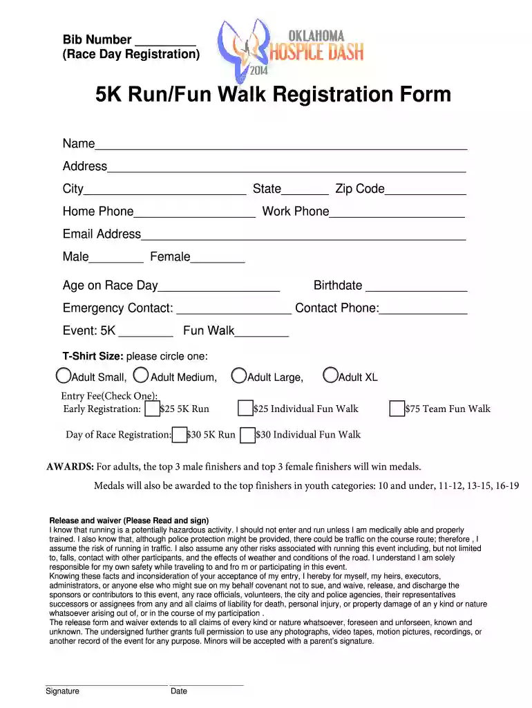 Sample Registration Form - Oklahoma Hospice Preview on Page 1