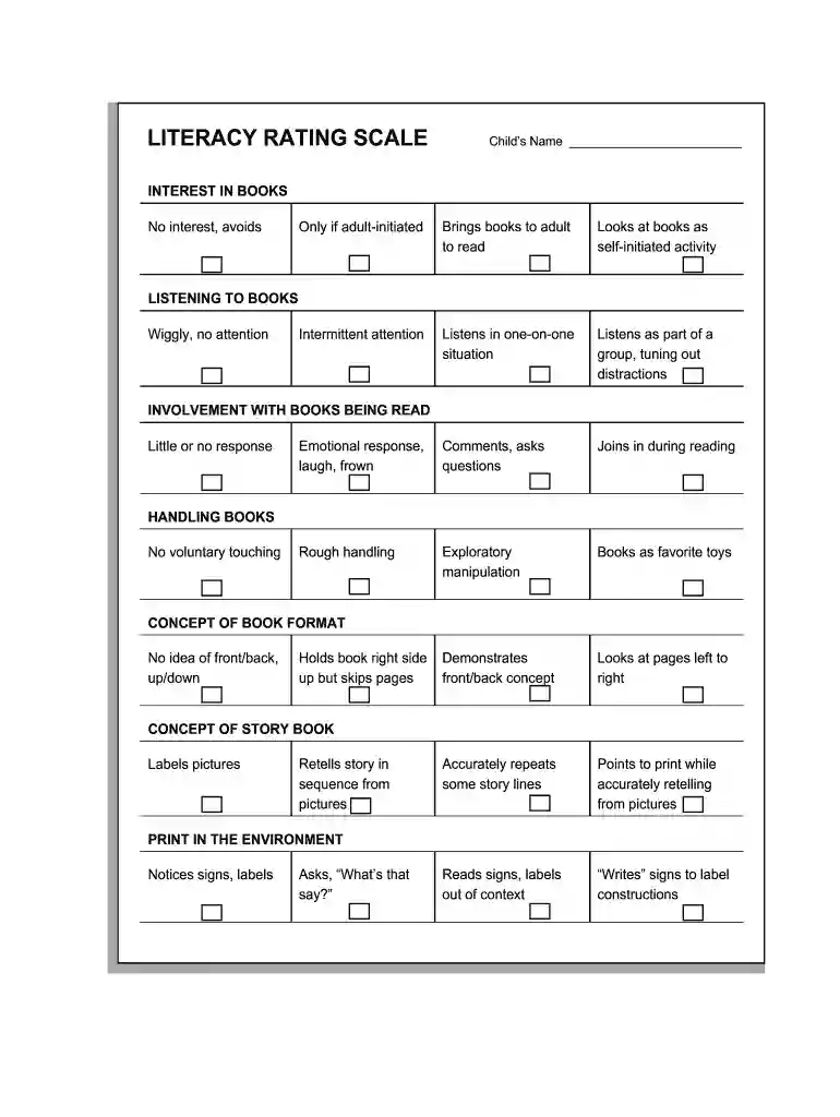 literacy scale Preview on Page 1
