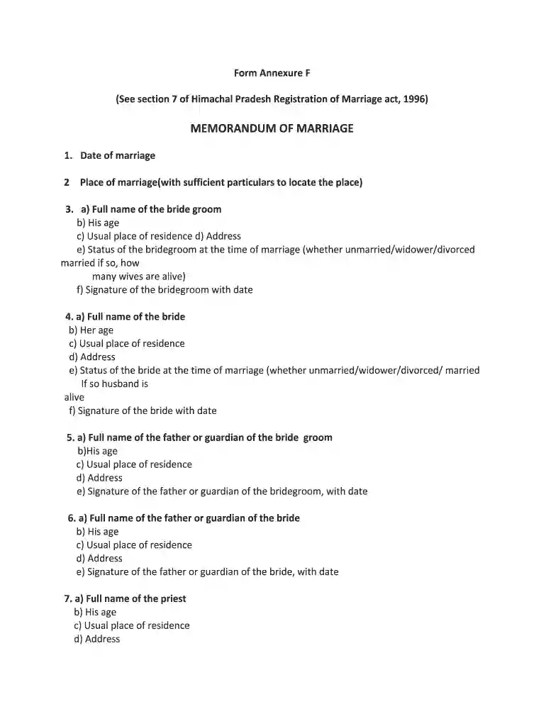 hp marriage registration form pdf download Preview on Page 1