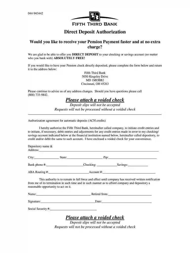 fifth third bank voided check online Preview on Page 1
