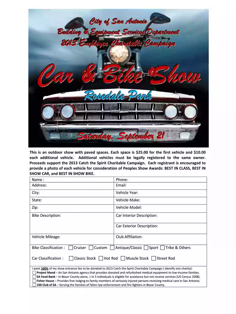car show registration form Preview on Page 1