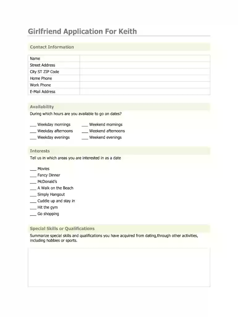 girlfriend application Preview on Page 1