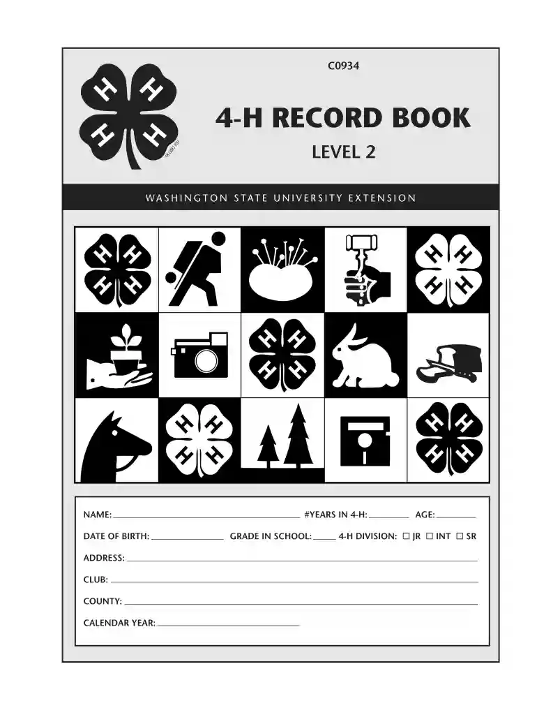 4 h record book printable Preview on Page 1