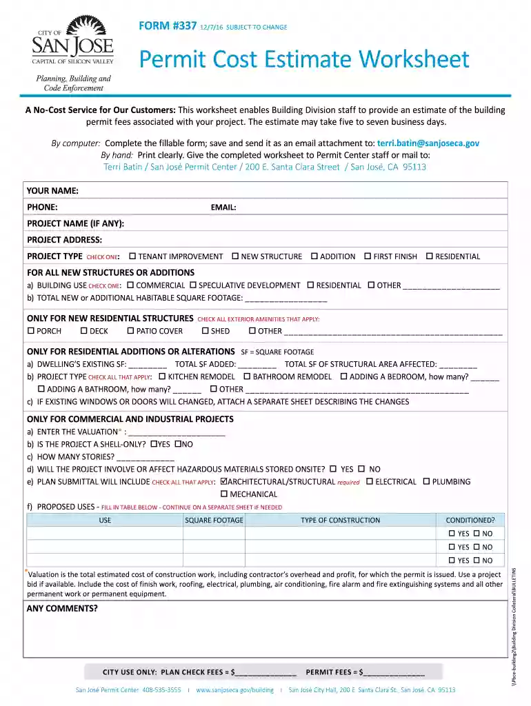 city of san josé building permit fees Preview on Page 1