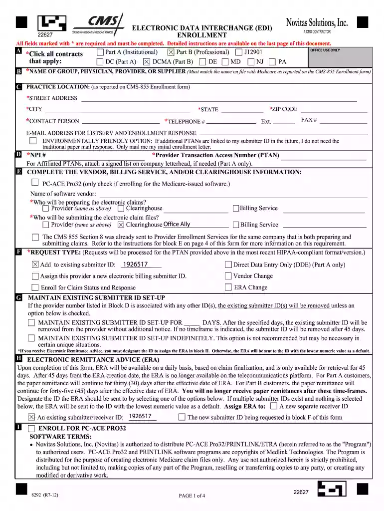 edi enrollment form Preview on Page 1