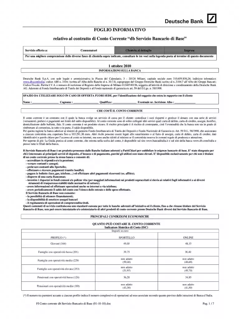 conto genius one non residenti Preview on Page 1