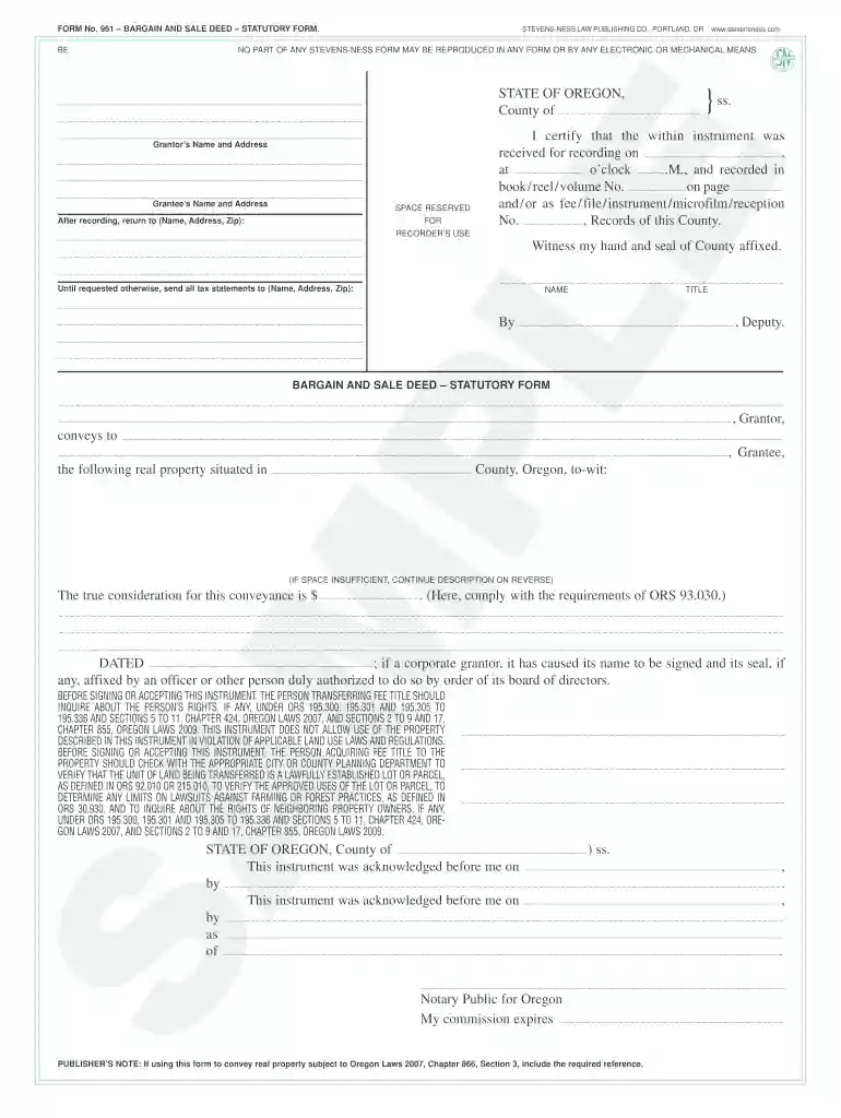 bargain and sale deed oregon pdf Preview on Page 1