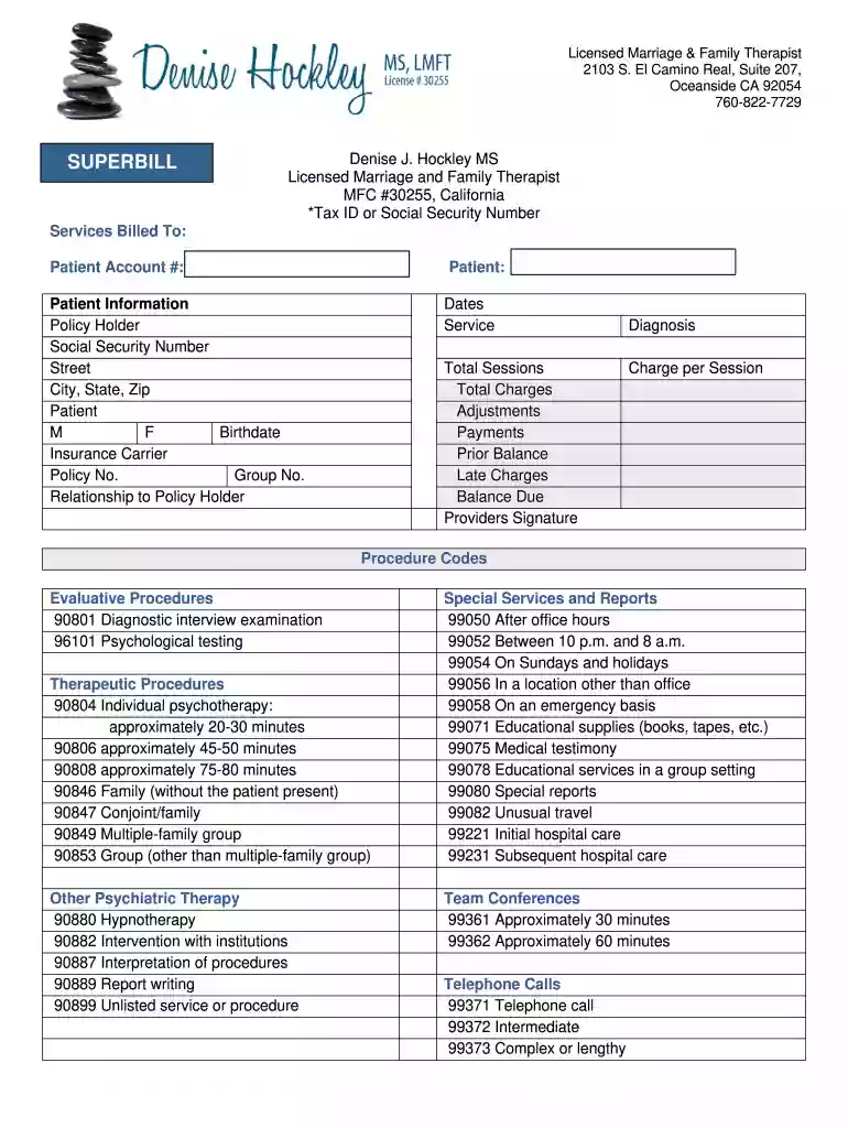 superbill template word Preview on Page 1