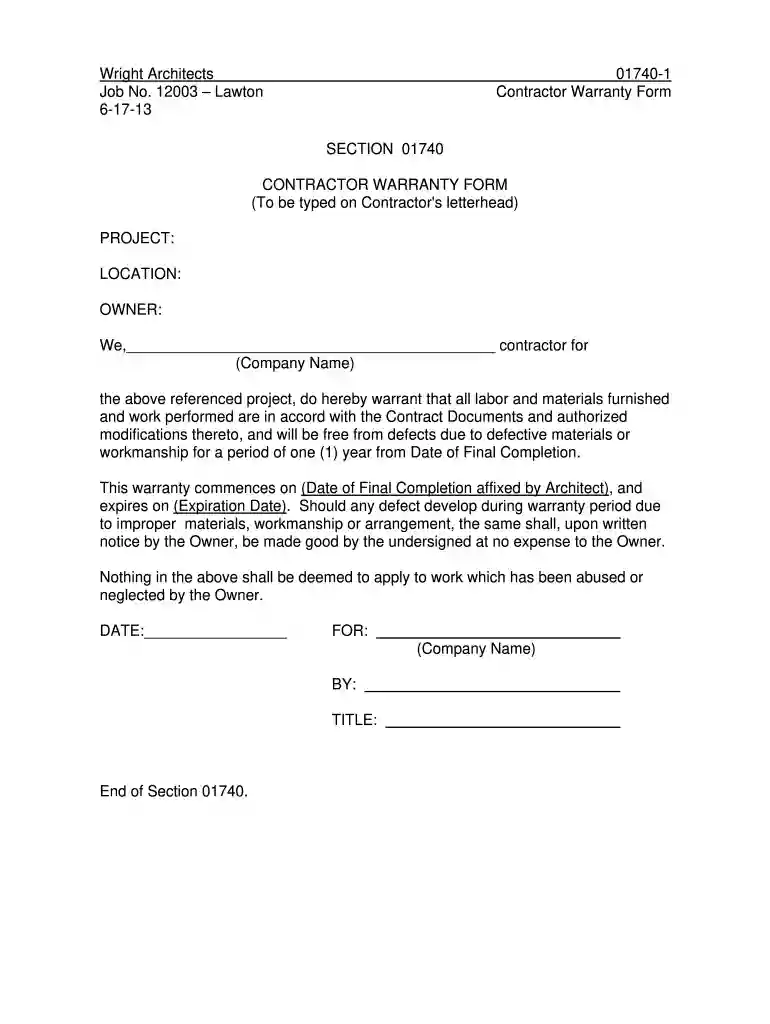 concrete warranty template Preview on Page 1