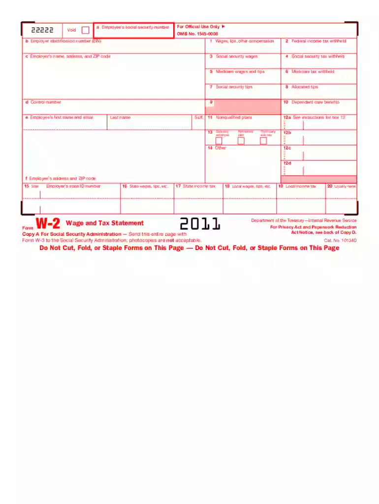 2011 w2 form Preview on Page 1