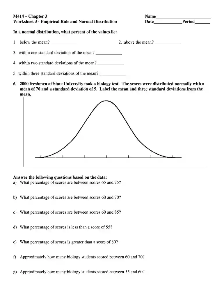 normal distribution worksheet pdf Preview on Page 1