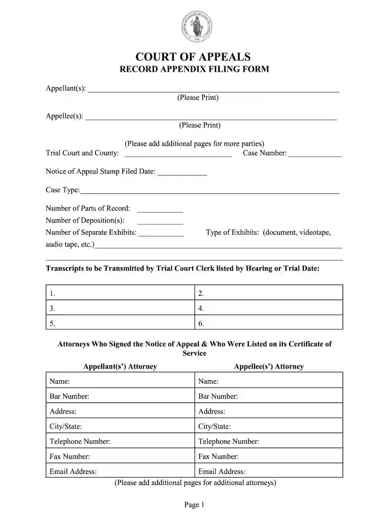 appeal form example Preview on Page 1