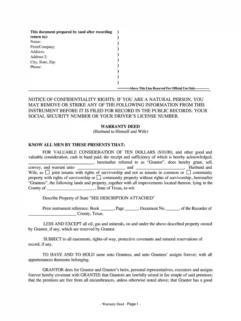 warranty deed Preview on Page 1