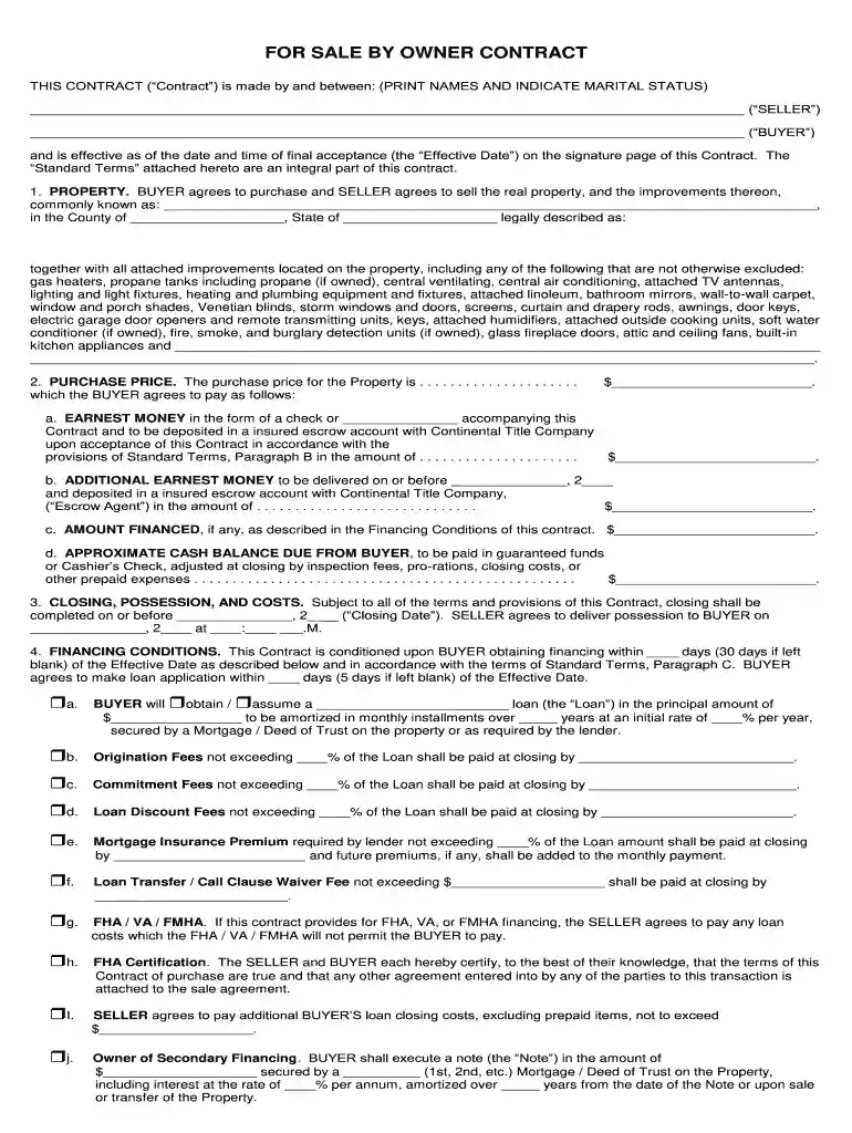 continental title sale by owner Preview on Page 1