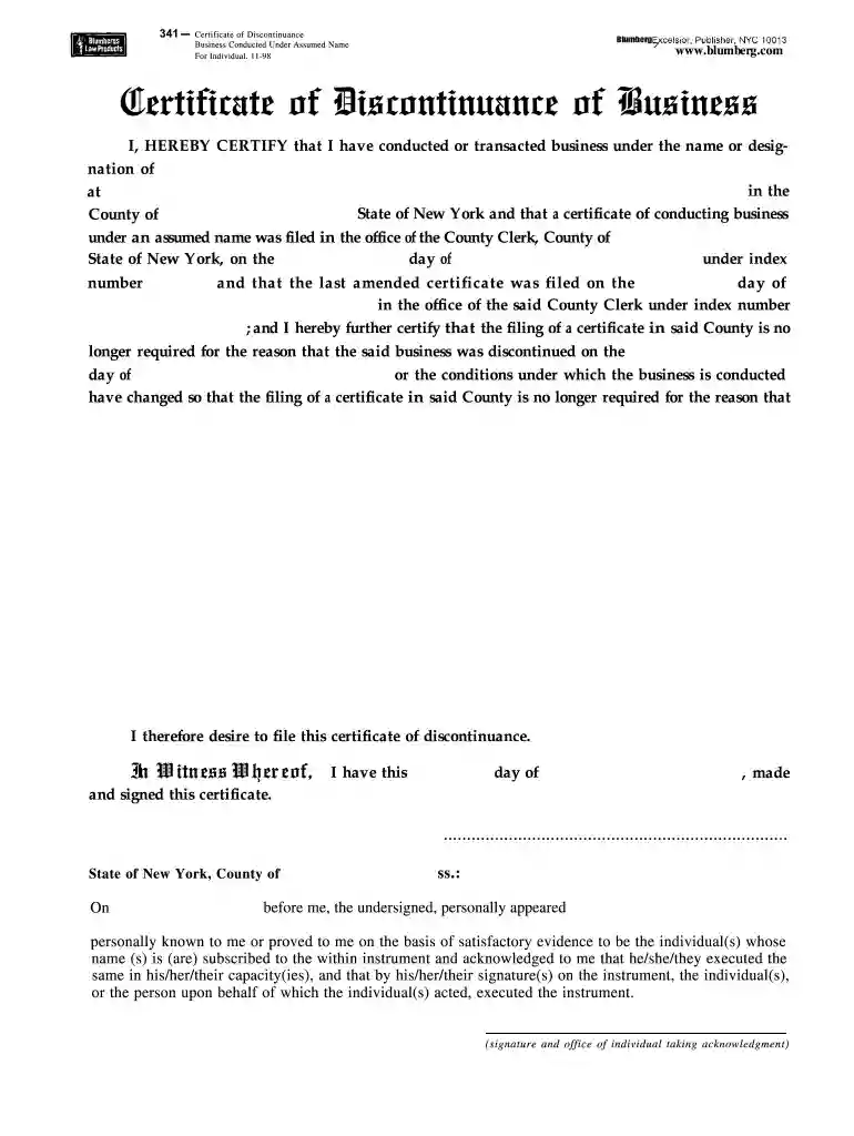discontinuation certificate Preview on Page 1