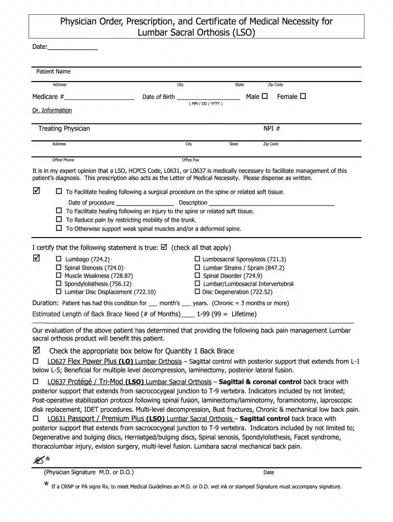 standard written order template Preview on Page 1