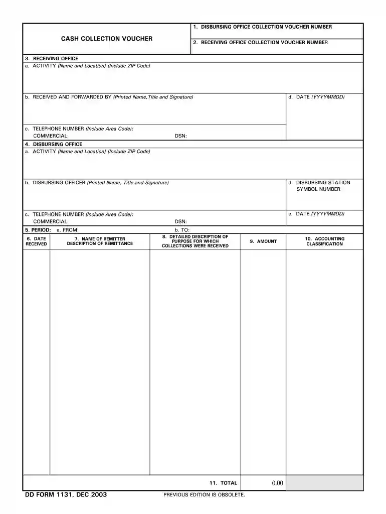 dd form 1131 Preview on Page 1