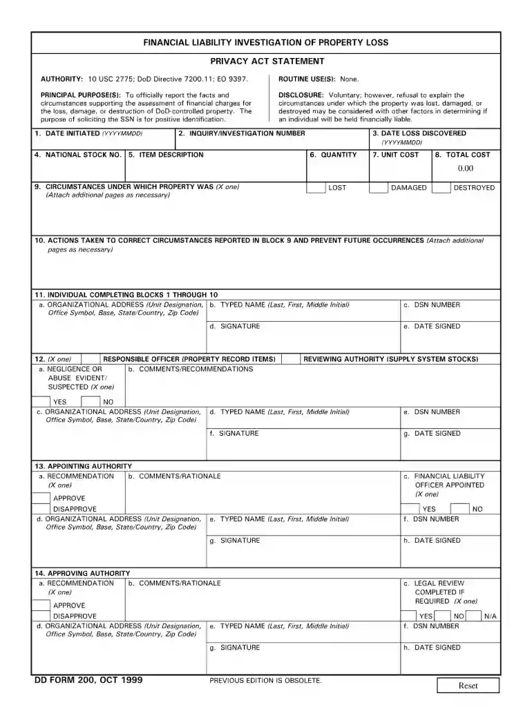 dd form 200 Preview on Page 1
