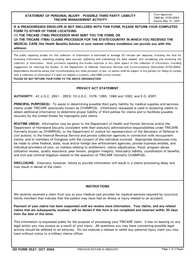 dd form 2527 2004 Preview on Page 1