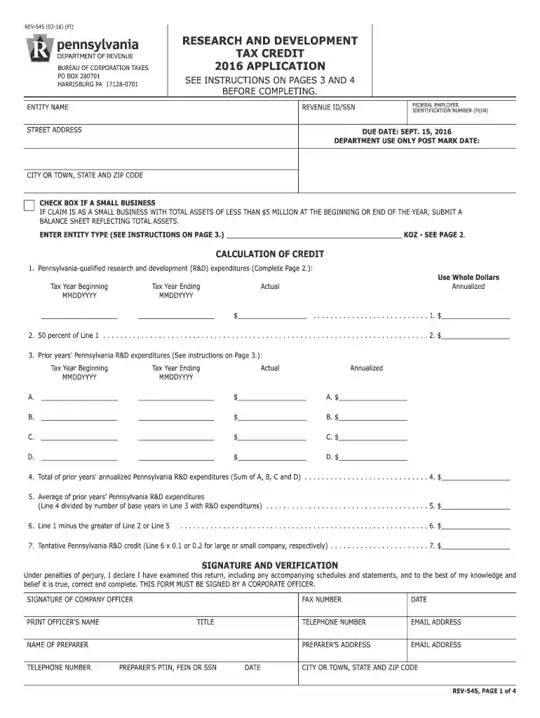 form 545 Preview on Page 1