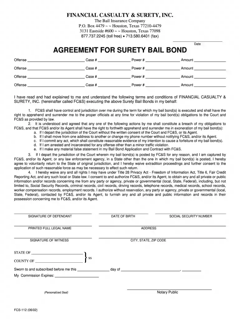 fcs 112 bond form Preview on Page 1