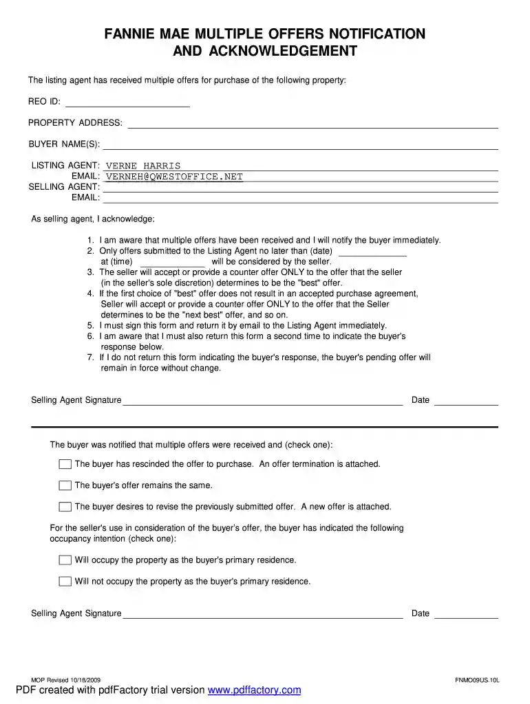 best and final offer example Preview on Page 1