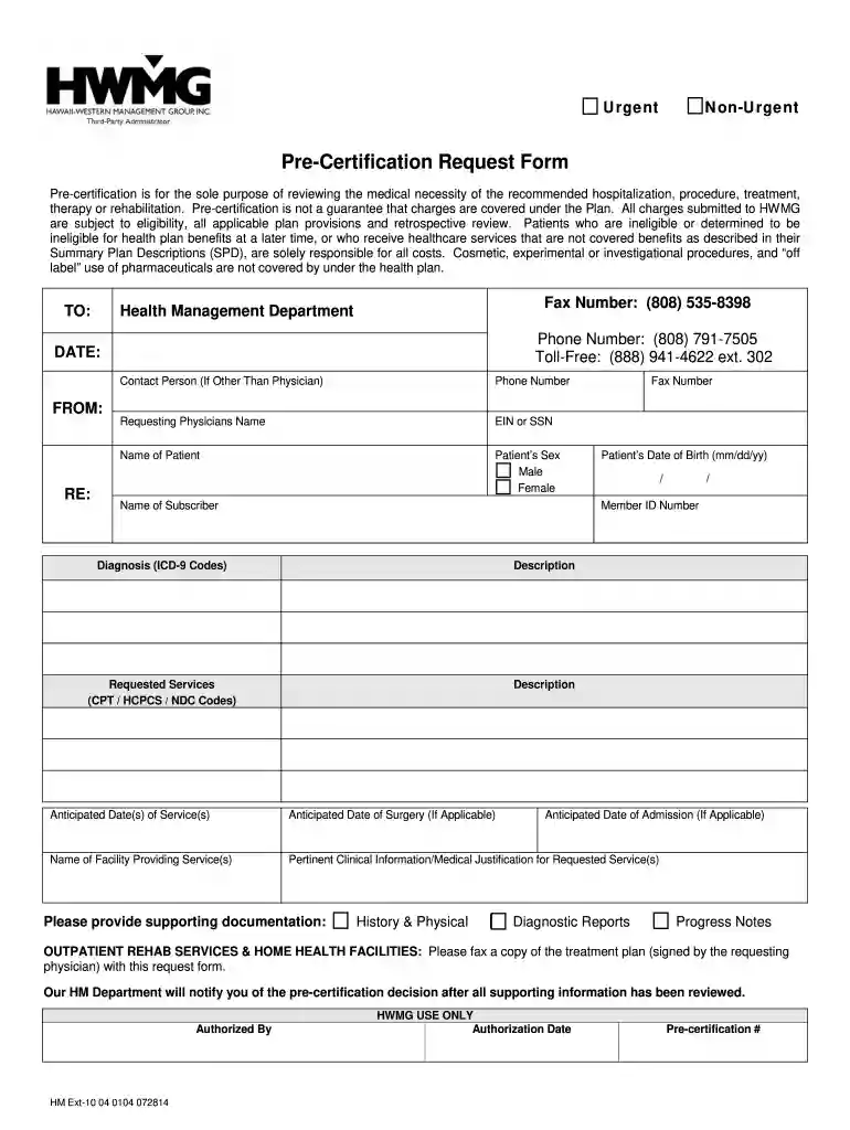 hmaa prior authorization form Preview on Page 1