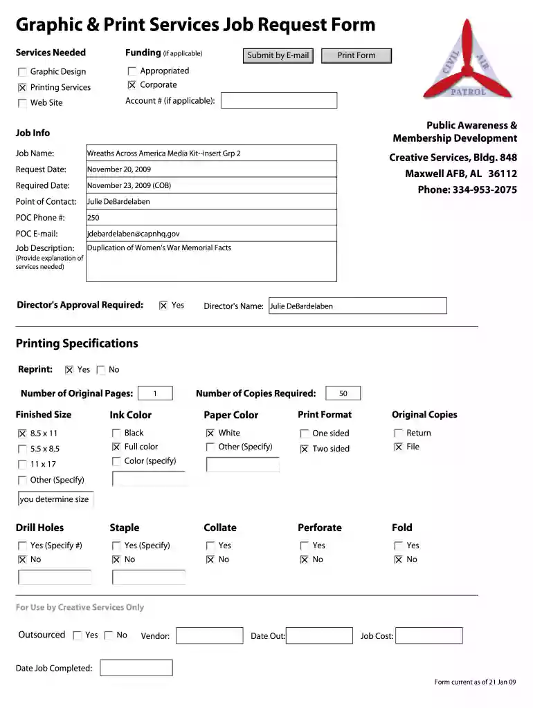 print request form Preview on Page 1