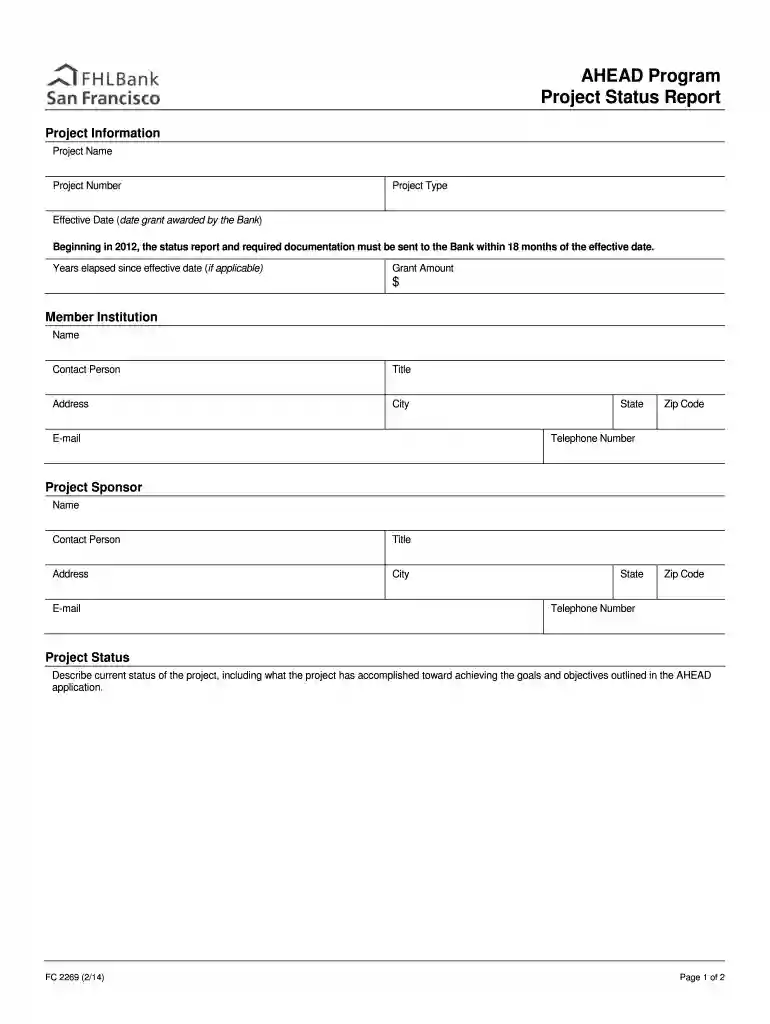 AHEAD Program Project Status Report Preview on Page 1