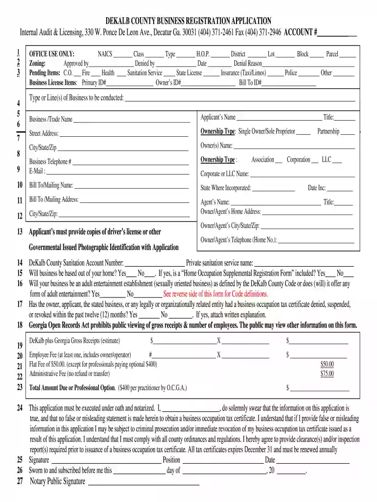 dekalb county business license Preview on Page 1