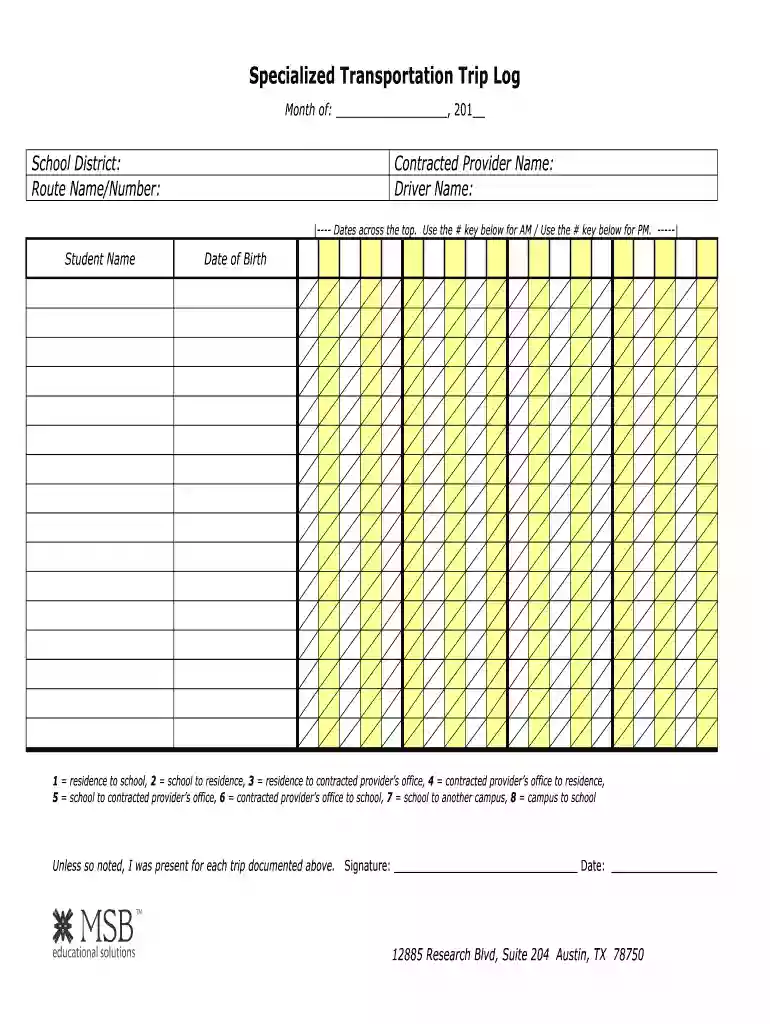 transportation log Preview on Page 1