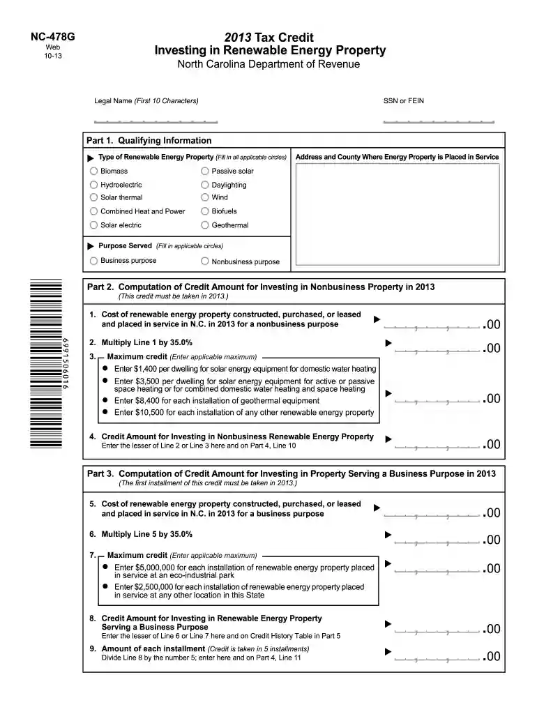 nc form 478g 2013 Preview on Page 1