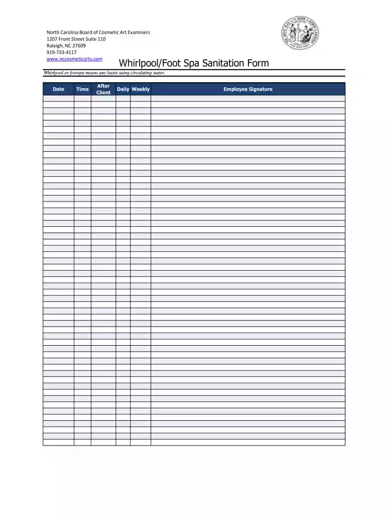 sanitation form Preview on Page 1