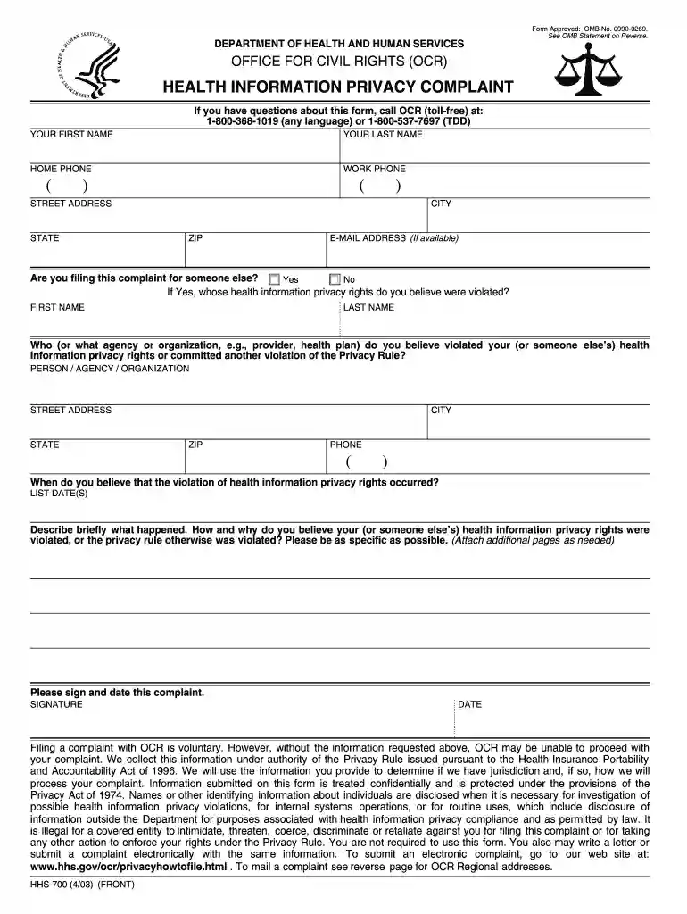 Hipaa fillable form pdf 2003 Preview on Page 1