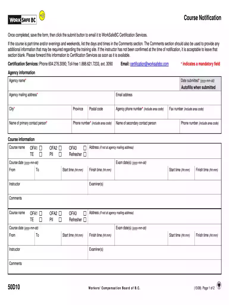 worksafebc notification form Preview on Page 1