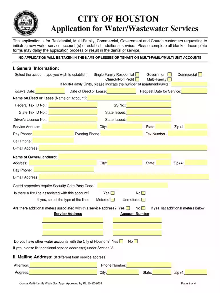 wastewater services application Preview on Page 1