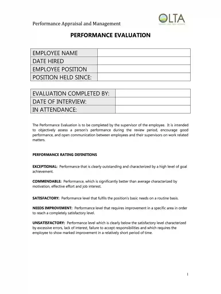 performance rating in the last rating period sample Preview on Page 1