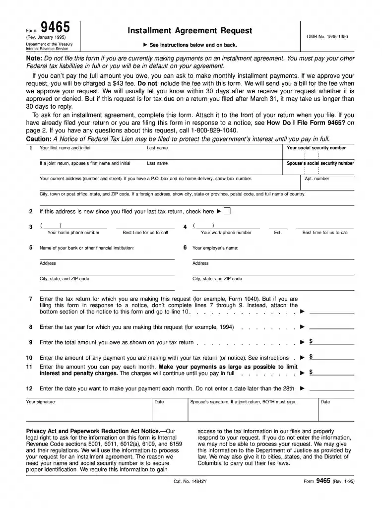 form 9465 Preview on Page 1