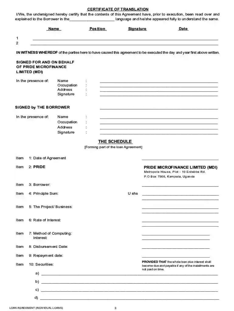 loan agreement sample Preview on Page 1