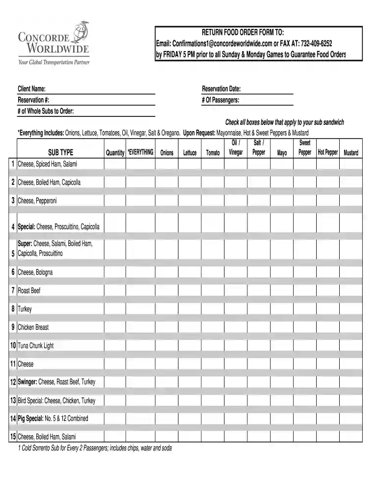 order guide template Preview on Page 1