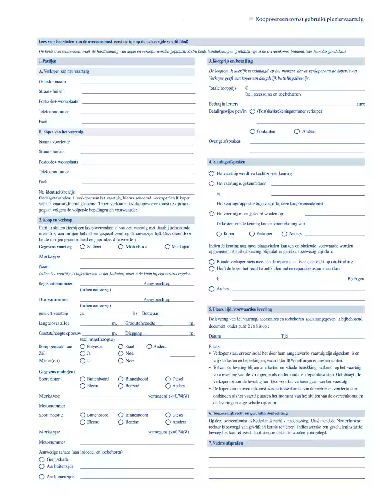 koopcontract boot anwb Preview on Page 1