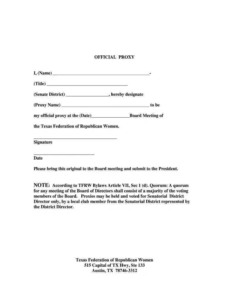 sample proxy letter for board meeting Preview on Page 1
