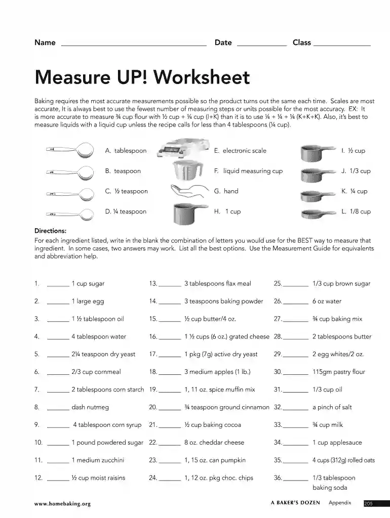 measure up worksheet Preview on Page 1