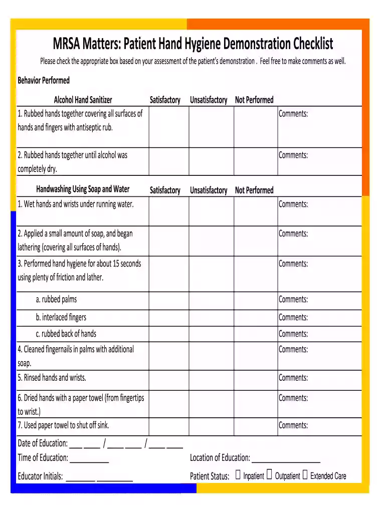hand hygiene audit checklist Preview on Page 1