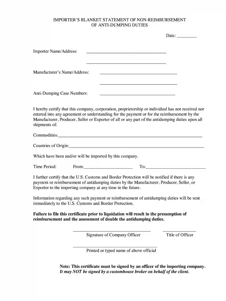 anti dumping duty commodity form fedex Preview on Page 1